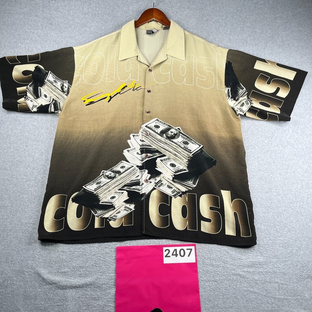 Vintage Jordan Craig Cold Cash Graphic Print Shirt Button 2XL Short Sleeve Mens